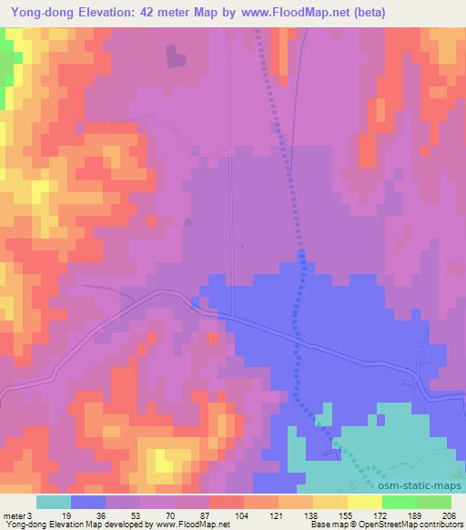 Yong-dong,North Korea Elevation Map