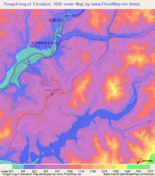 Yongch'ung-ni,North Korea Elevation Map