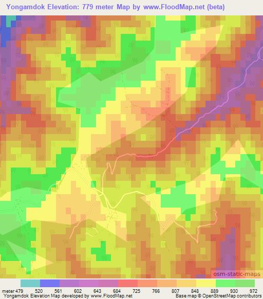 Yongamdok,North Korea Elevation Map