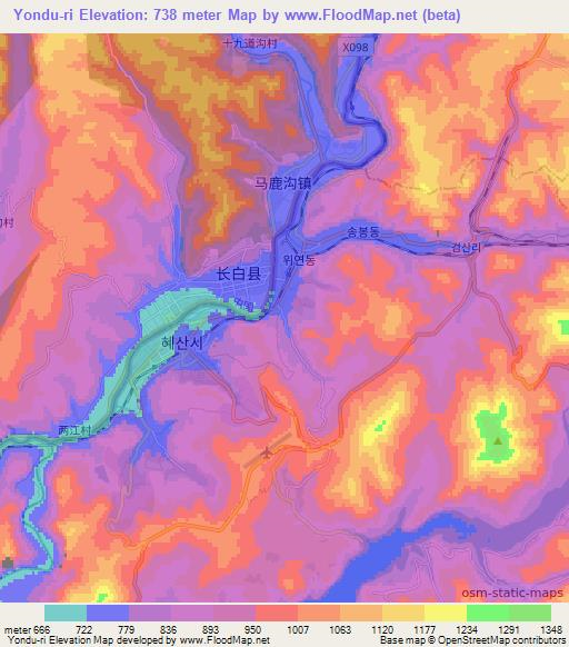 Yondu-ri,North Korea Elevation Map
