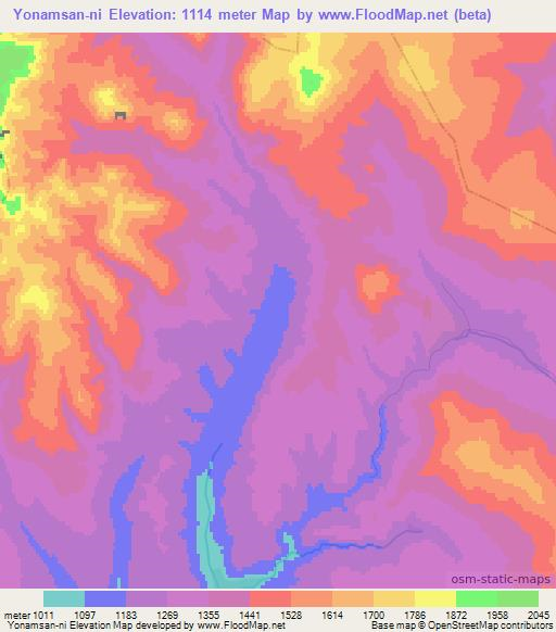Yonamsan-ni,North Korea Elevation Map
