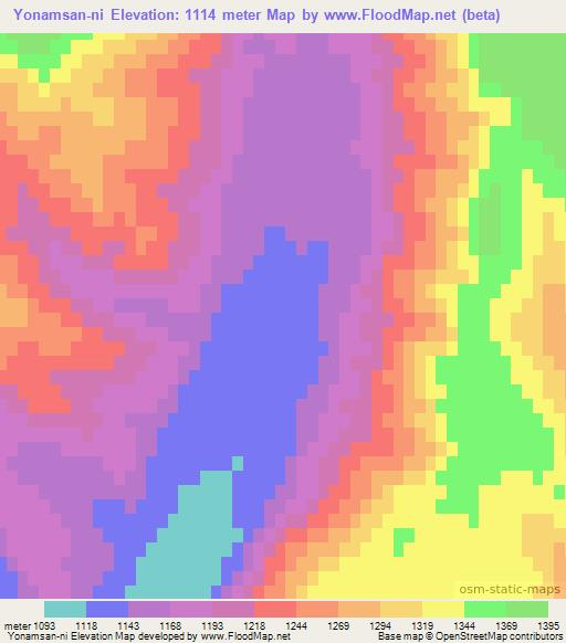 Yonamsan-ni,North Korea Elevation Map