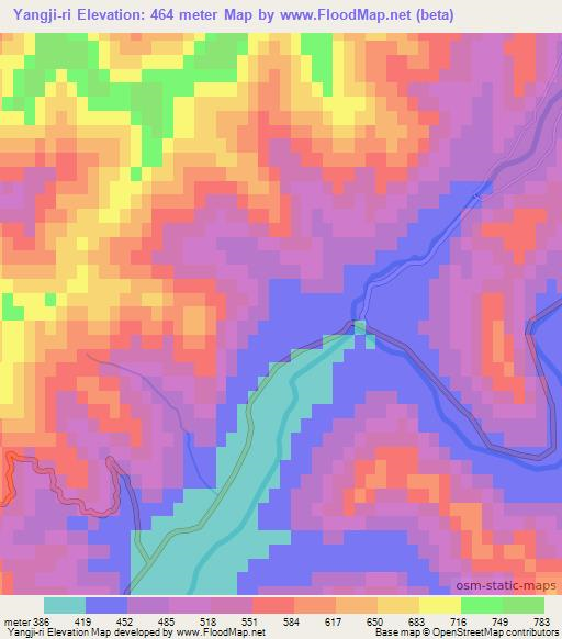 Yangji-ri,North Korea Elevation Map