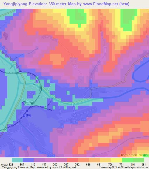 Yangjip'yong,North Korea Elevation Map