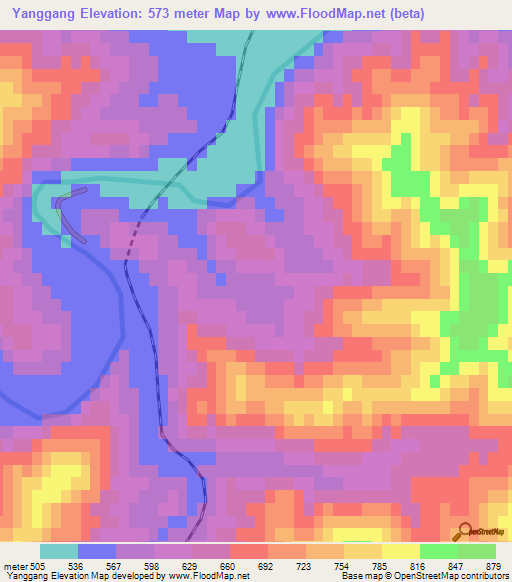 Yanggang,North Korea Elevation Map