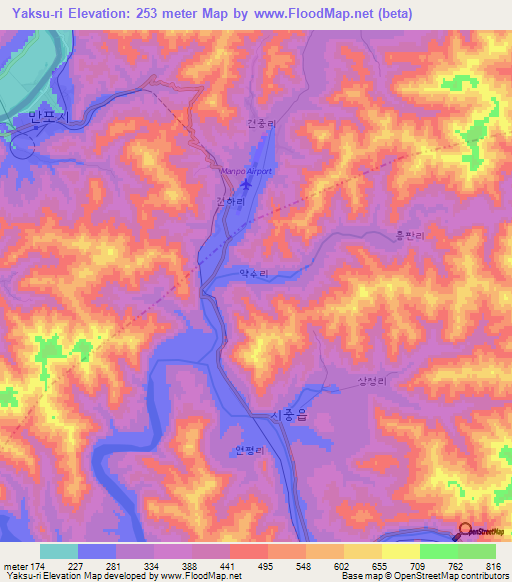 Yaksu-ri,North Korea Elevation Map