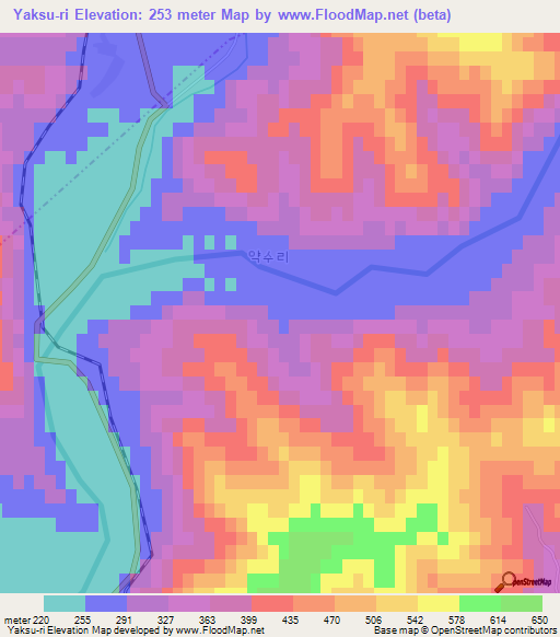 Yaksu-ri,North Korea Elevation Map