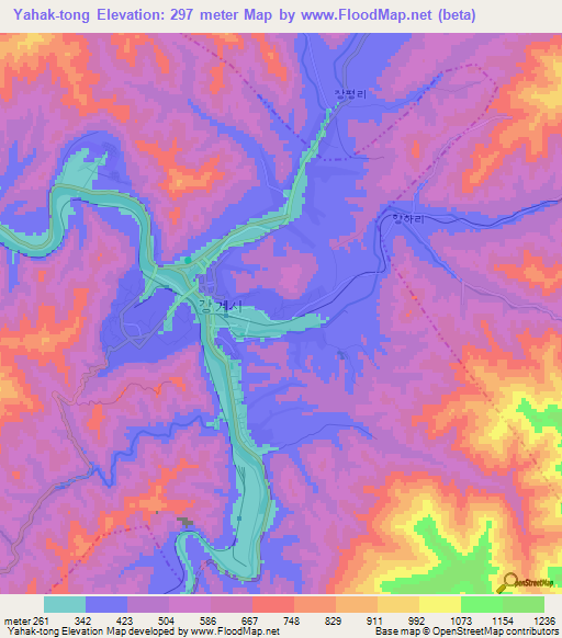 Yahak-tong,North Korea Elevation Map