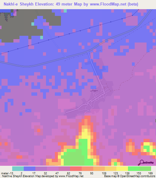 Nakhl-e Sheykh,Iran Elevation Map