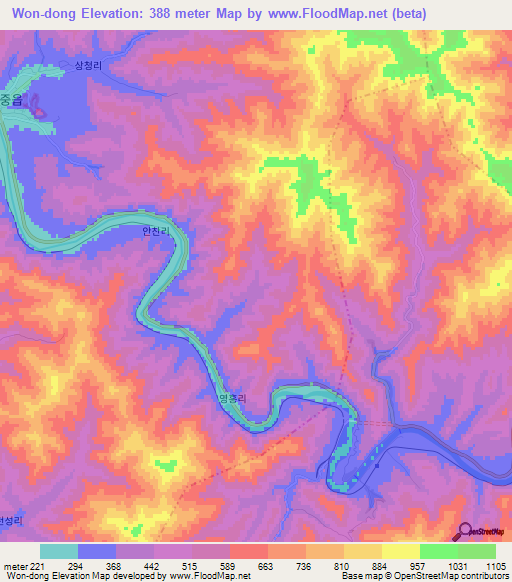 Won-dong,North Korea Elevation Map