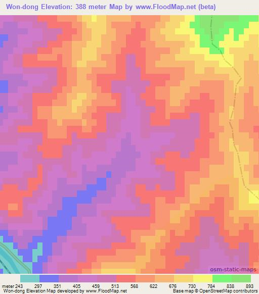 Won-dong,North Korea Elevation Map
