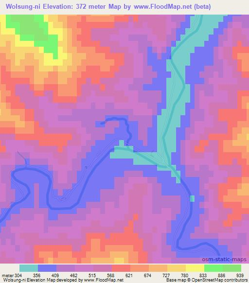Wolsung-ni,North Korea Elevation Map