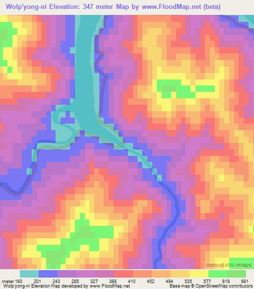 Wolp'yong-ni,North Korea Elevation Map