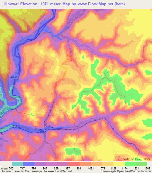 Uihwa-ri,North Korea Elevation Map