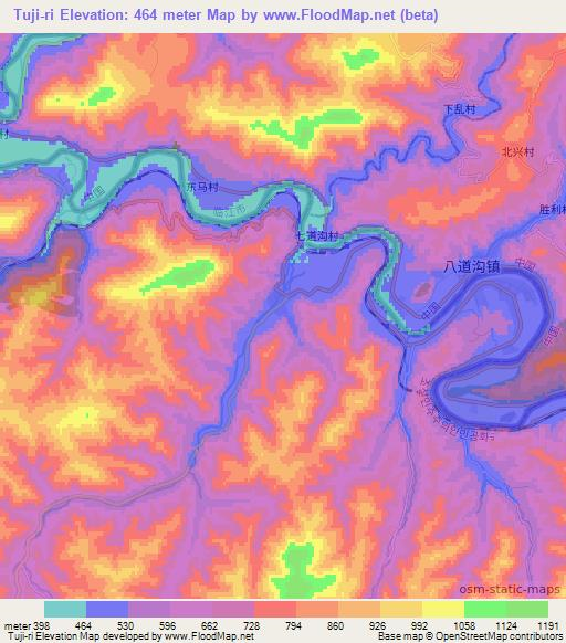 Tuji-ri,North Korea Elevation Map