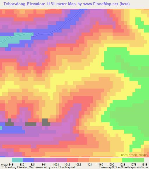 Tohoe-dong,North Korea Elevation Map