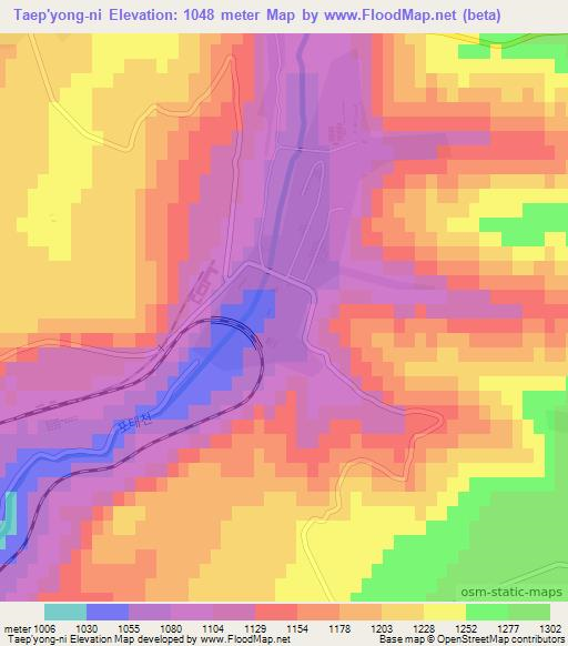 Taep'yong-ni,North Korea Elevation Map