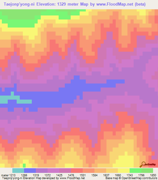 Taejonp'yong-ni,North Korea Elevation Map