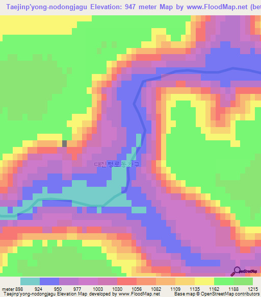 Taejinp'yong-nodongjagu,North Korea Elevation Map