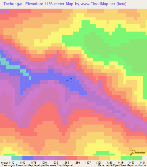 Taehung-ni,North Korea Elevation Map