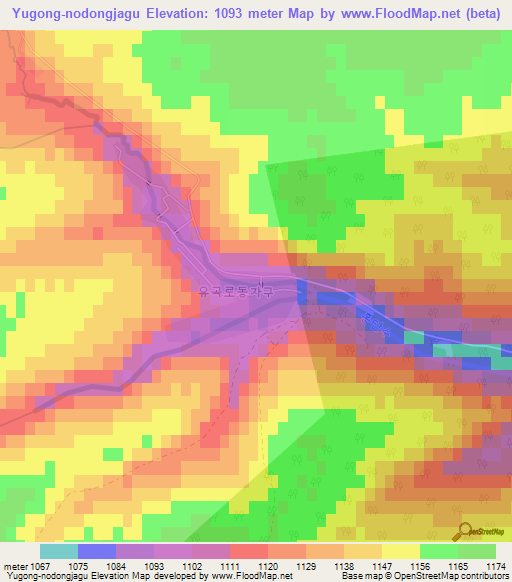 Yugong-nodongjagu,North Korea Elevation Map