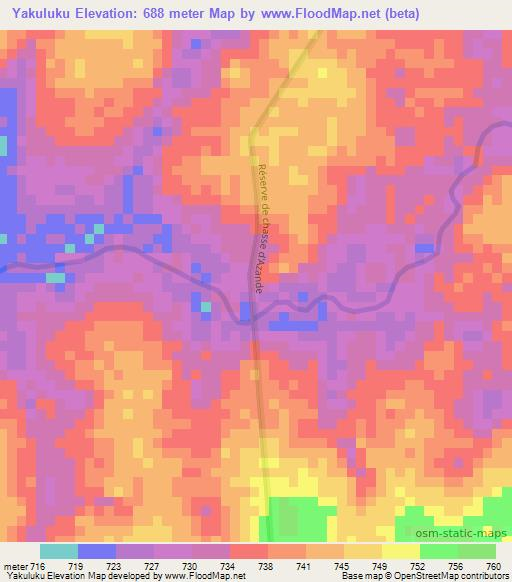 Yakuluku,Congo (Kinshasa) Elevation Map