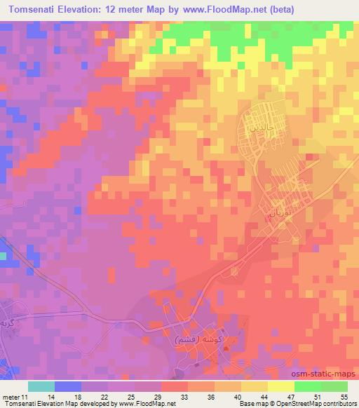 Tomsenati,Iran Elevation Map