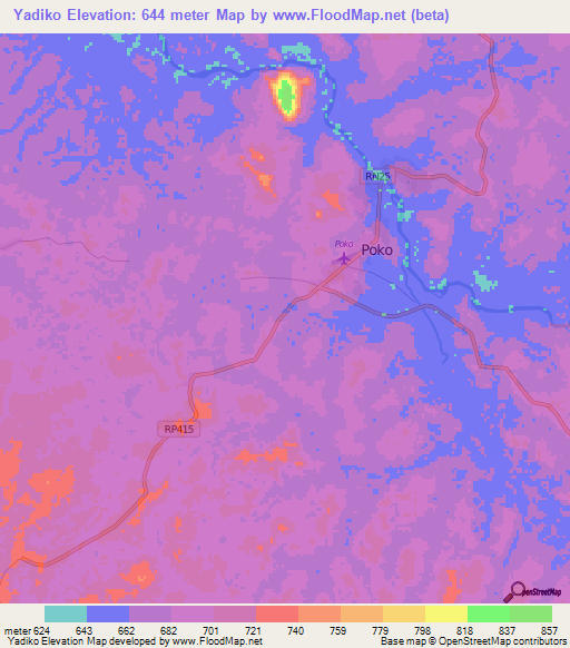 Yadiko,Congo (Kinshasa) Elevation Map