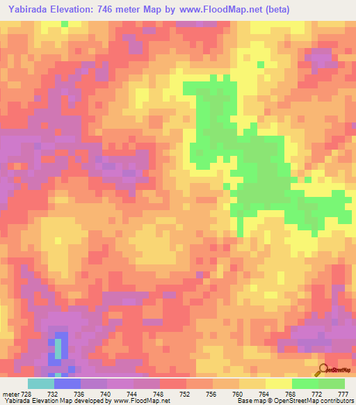 Yabirada,Congo (Kinshasa) Elevation Map