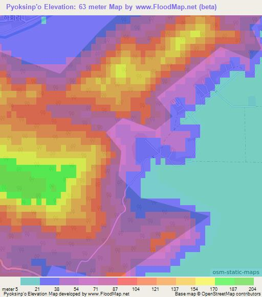Pyoksinp'o,North Korea Elevation Map
