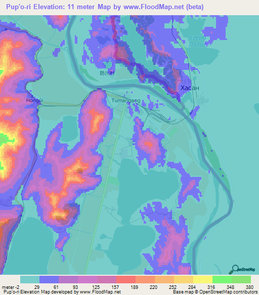 Pup'o-ri,North Korea Elevation Map