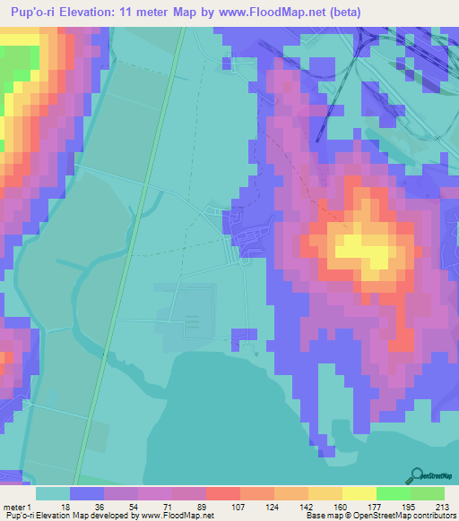 Pup'o-ri,North Korea Elevation Map