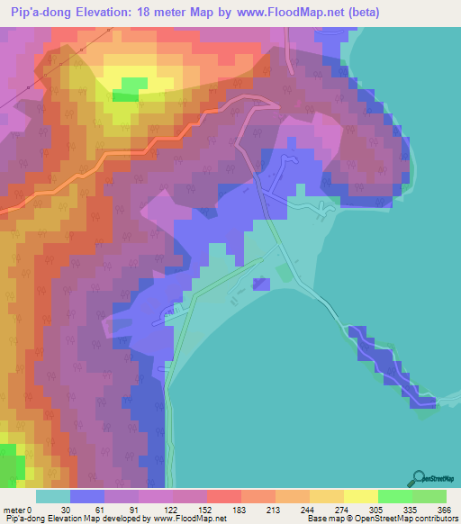 Pip'a-dong,North Korea Elevation Map