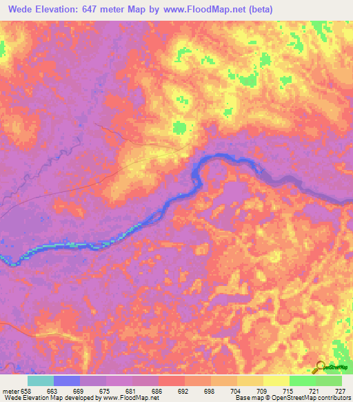 Wede,Congo (Kinshasa) Elevation Map
