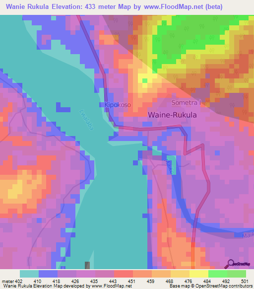 Wanie Rukula,Congo (Kinshasa) Elevation Map