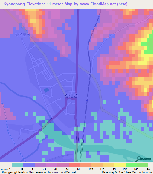Kyongsong,North Korea Elevation Map
