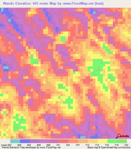 Wando,Congo (Kinshasa) Elevation Map