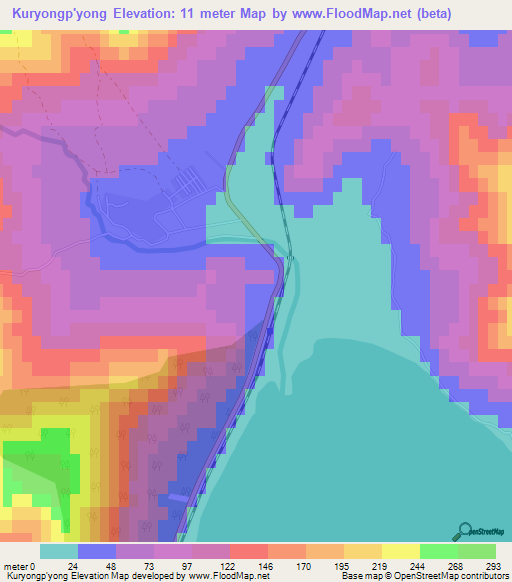 Kuryongp'yong,North Korea Elevation Map