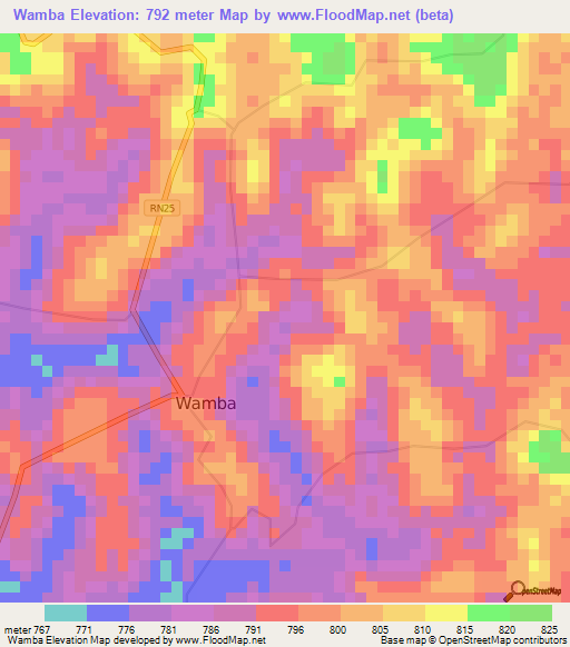 Wamba,Congo (Kinshasa) Elevation Map
