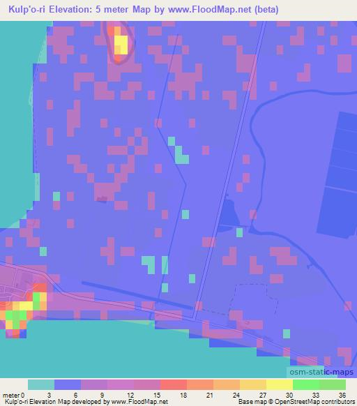 Kulp'o-ri,North Korea Elevation Map