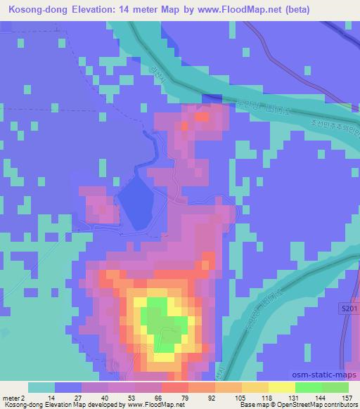 Kosong-dong,North Korea Elevation Map