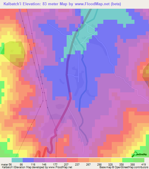 Kalbatch'i,North Korea Elevation Map