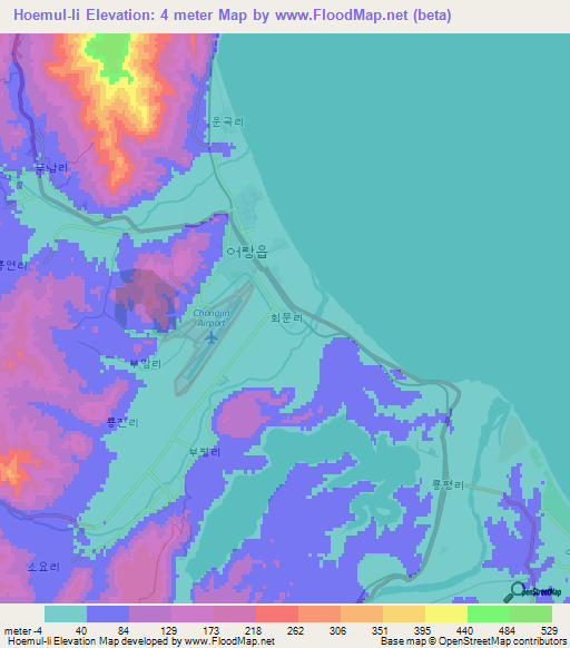 Hoemul-li,North Korea Elevation Map