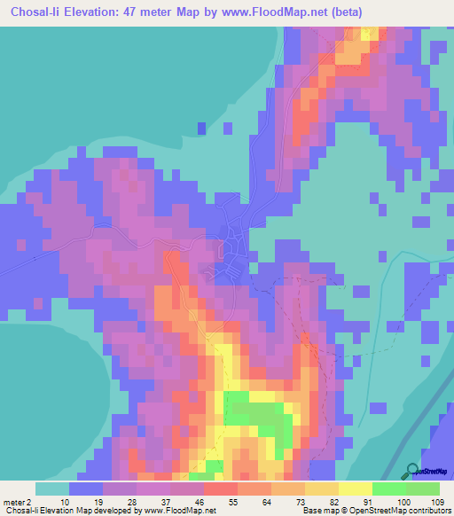 Chosal-li,North Korea Elevation Map