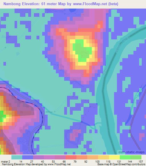 Nambong,North Korea Elevation Map