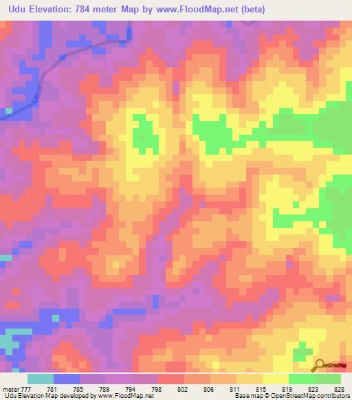 Udu,Congo (Kinshasa) Elevation Map