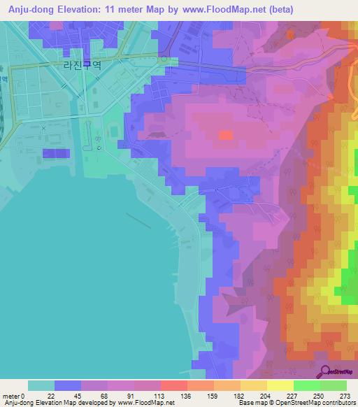 Anju-dong,North Korea Elevation Map