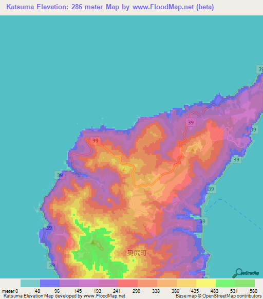 Katsuma,Japan Elevation Map