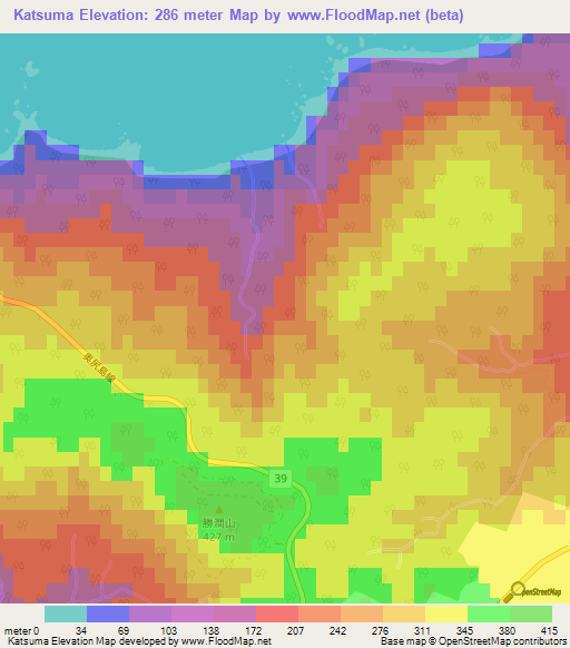 Katsuma,Japan Elevation Map