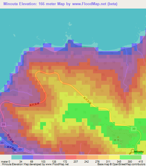 Minouta,Japan Elevation Map